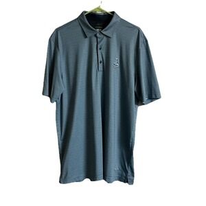 Greg Norman Polo Shirt Mens Blue Geometric ML75 Play Dry Golf Performance Sz XL